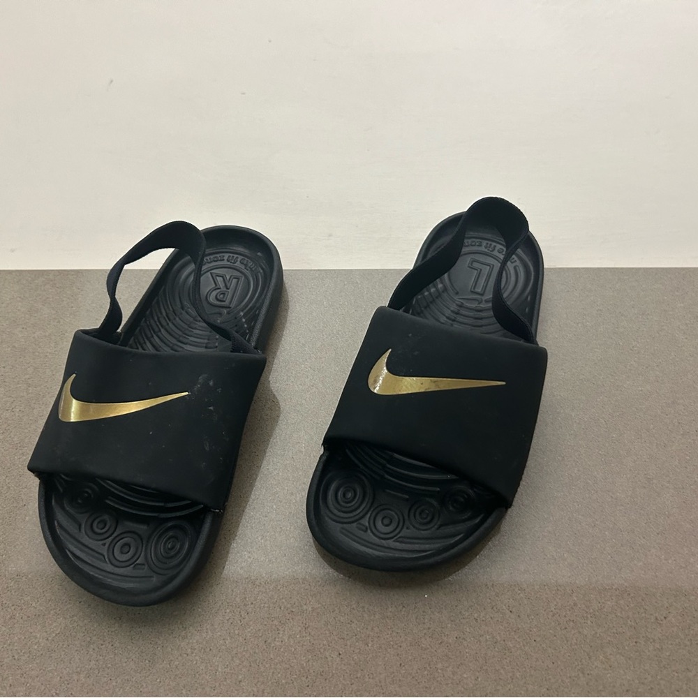 Nike Black and Gold Sandals with Cushioned Sole- Soooo Cute